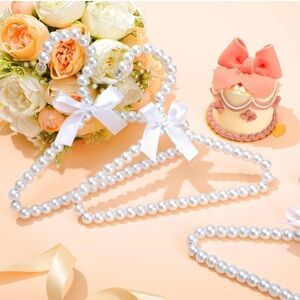 Wesiti 10 Pc Set - Small Pearl Hangers with Ribbon for Baby Pet Dog Cat (White)